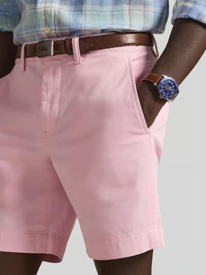 Polo Ralph Lauren Stretch straight fit korte broek met riemlussen model 'BEDFORD'