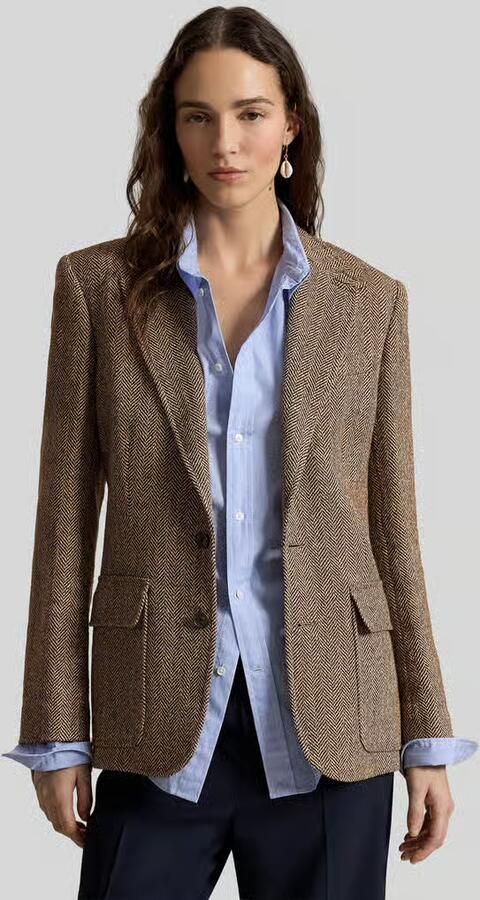 Polo Ralph Lauren Getailleerde longblazer van Mix van linnen en zijde met wol Model 'HERTIAGE' - Foto 5