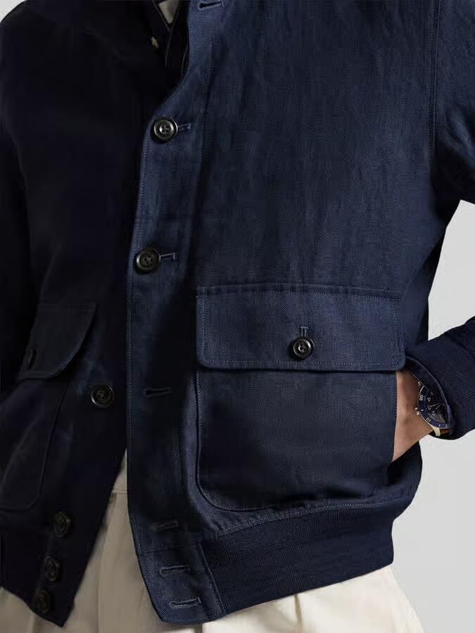 Polo Ralph Lauren regular fit blouson van puur linnen met opgestikte zakken