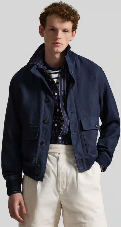 Polo Ralph Lauren regular fit blouson van puur linnen met opgestikte zakken - Foto 3