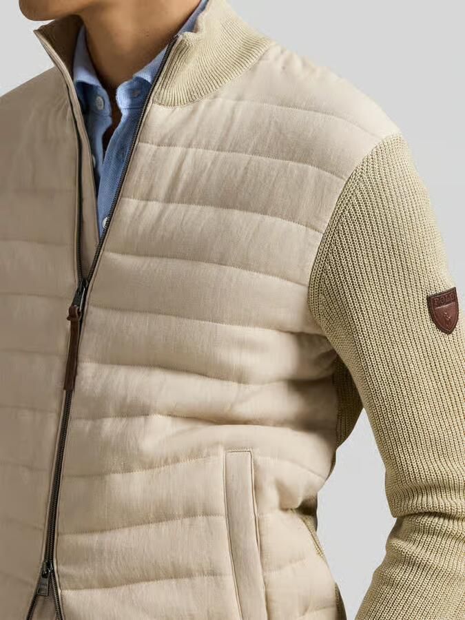 Polo Ralph Lauren regular fit gebreid jack van materiaalmix met doorgestikte inzet