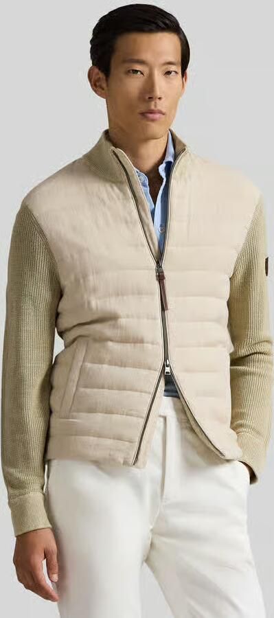 Polo Ralph Lauren regular fit gebreid jack van materiaalmix met doorgestikte inzet - Foto 3