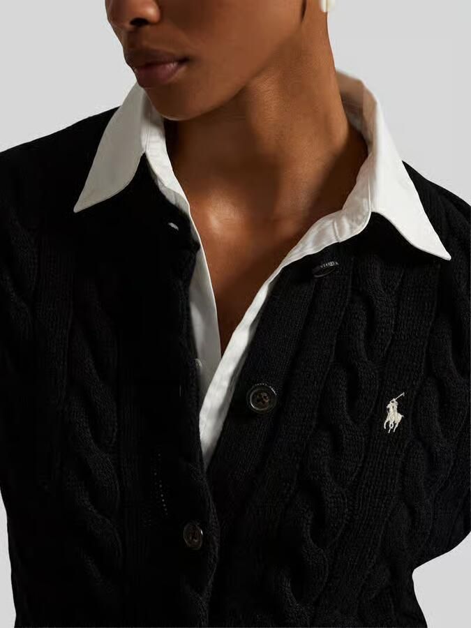 Polo Ralph Lauren Gebreid jack van een mix van linnen en kasjmier met kabelpatroon