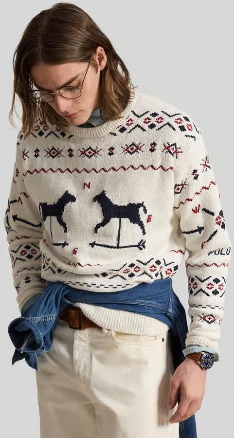 Polo Ralph Lauren regular fit gebreide pullover van mix van katoen en linnen en kasjmier - Foto 2