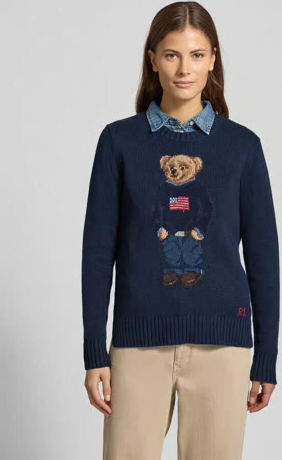 Polo Ralph Lauren Regular fit gebreide pullover van mix van katoen en linnen met Polo Bear-print - Foto 6