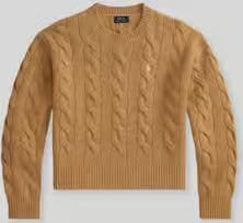 Polo Ralph Lauren Gebreide pullover van een mix van katoen en kasjmier met kabelpatroon