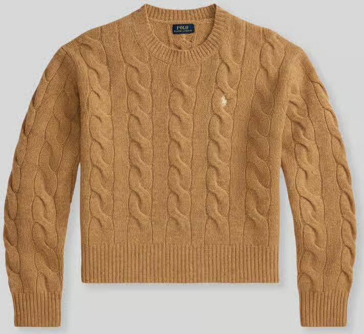 Polo Ralph Lauren Gebreide pullover van een mix van katoen en kasjmier met kabelpatroon