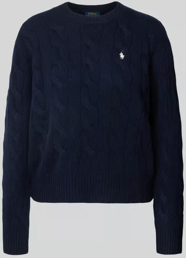 Polo Ralph Lauren Gebreide pullover van een mix van katoen en kasjmier met kabelpatroon