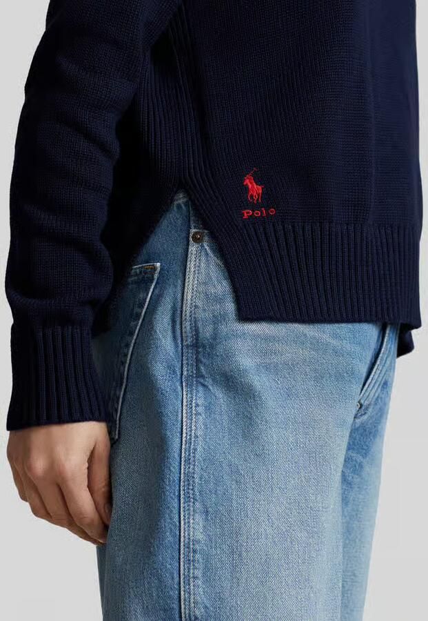 Polo Ralph Lauren Geribbelde Katoenen Crew-Neck Sweater Blue Dames