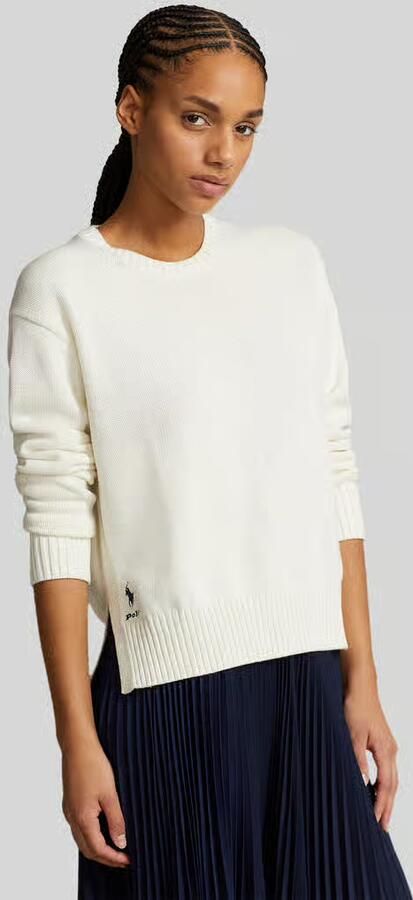 Polo Ralph Lauren Katoenen Crew-Neck Sweater met Zijsplitten White Dames - Foto 8