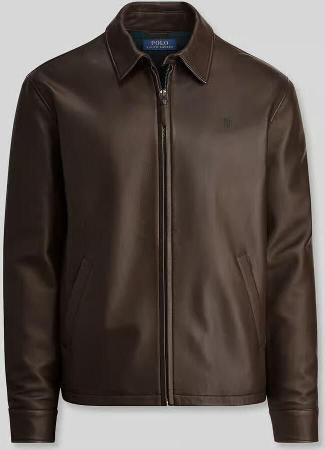 Polo Ralph Lauren Leren jack met platte kraag model 'MAXWELL'
