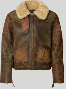 Polo Ralph Lauren Regular fit leren jack met kraag van lamsvacht model 'ICELANDIC'