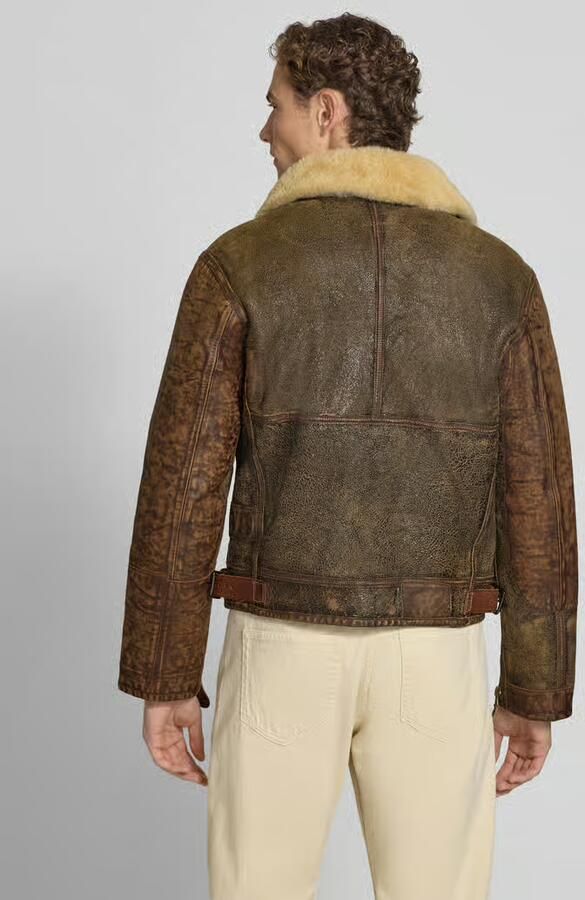 Polo Ralph Lauren Regular fit leren jack met kraag van lamsvacht model 'ICELANDIC' - Foto 2