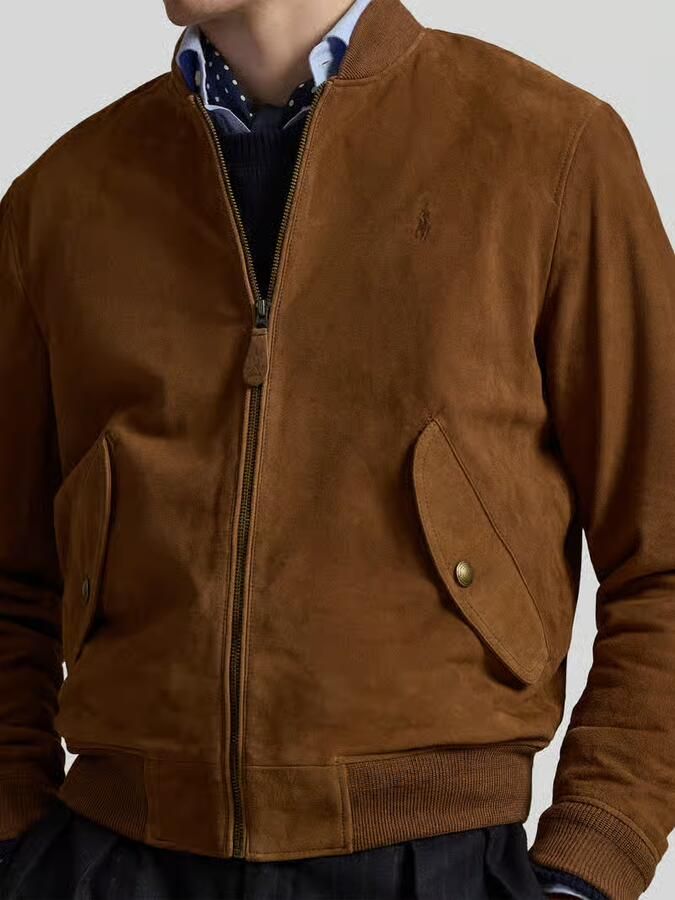 Polo Ralph Lauren Regular fit leren jack met zijwaartse klepzakken