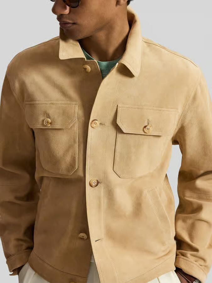 Polo Ralph Lauren regular fit leren jack van echt lamssuède