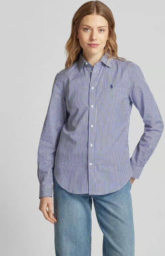 Polo Ralph Lauren Blauwe Katoenen Overhemden met Geborduurd Pony Blue Dames - Foto 8