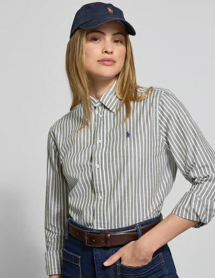 Polo Ralph Lauren Regular fit overhemdblouse van mix van katoen en linnen - Foto 2