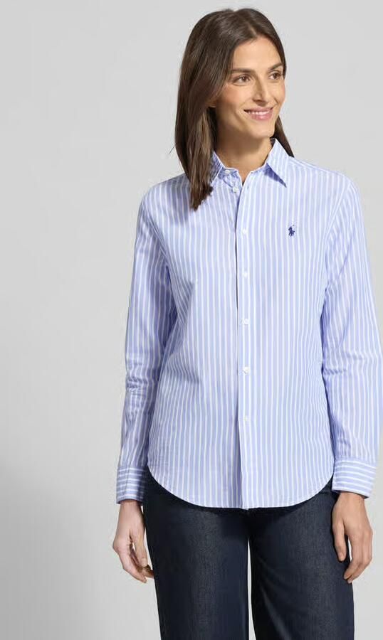 Polo Ralph Lauren Regular fit overhemdblouse van mix van katoen en linnen - Foto 4