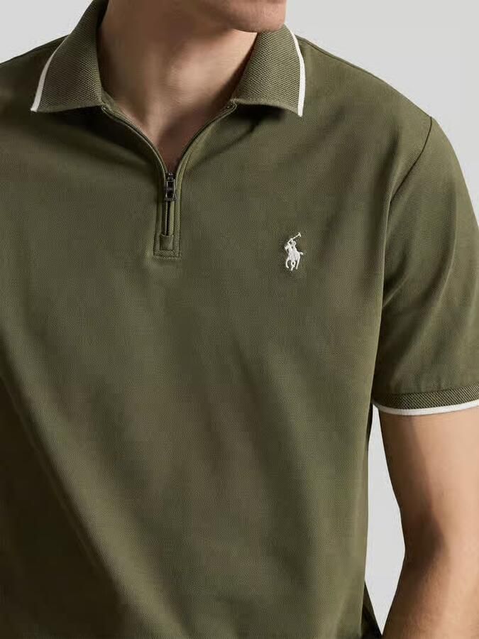 Polo Ralph Lauren regular fit poloshirt van katoenmix met ritssluiting