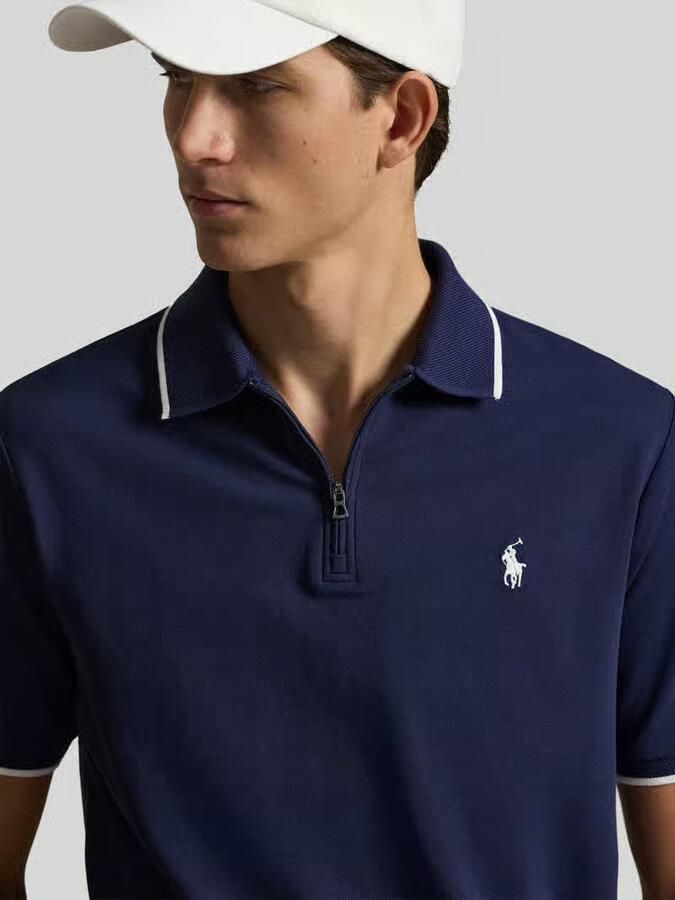 Polo Ralph Lauren regular fit poloshirt van katoenmix met ritssluiting