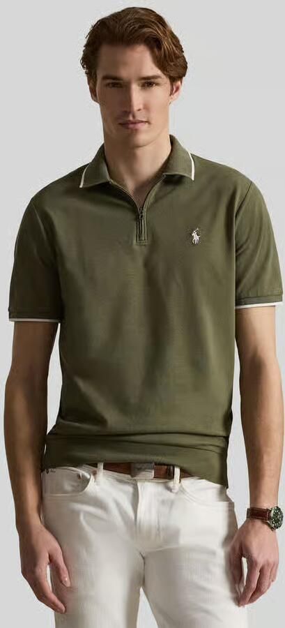 Polo Ralph Lauren regular fit poloshirt van katoenmix met ritssluiting - Foto 4