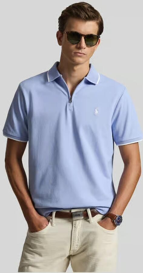Polo Ralph Lauren regular fit poloshirt van katoenmix met ritssluiting - Foto 3