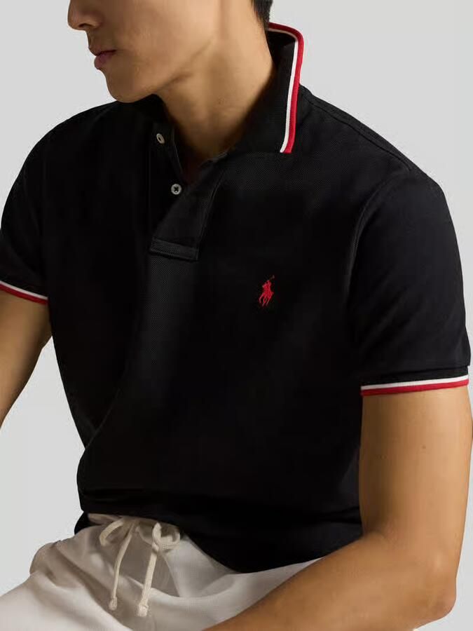 Polo Ralph Lauren Polo Shirt Korte Mouw POLO COUPE DROITE EN COTON BASIC MESH COL RAYE - Foto 2