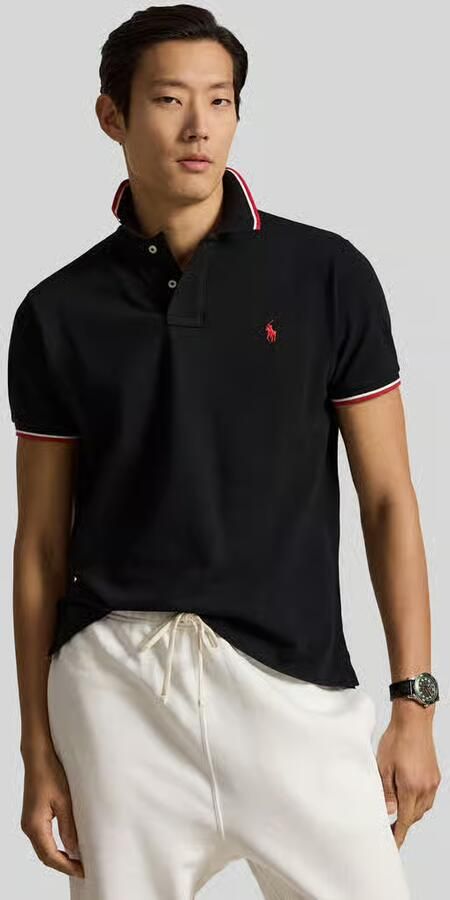Polo Ralph Lauren Polo Shirt Korte Mouw POLO COUPE DROITE EN COTON BASIC MESH COL RAYE - Foto 4