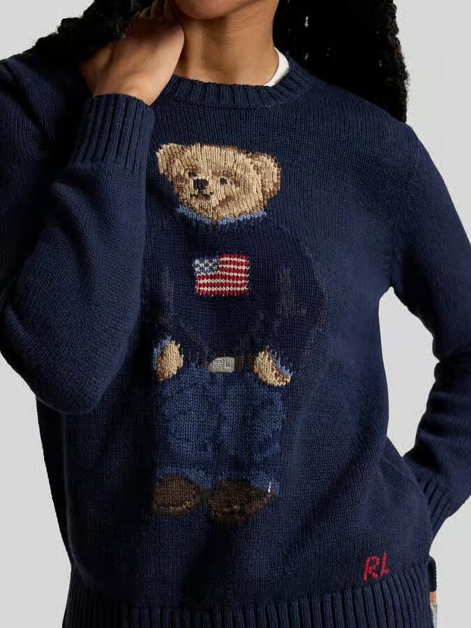 Polo Ralph Lauren Regular fit gebreide pullover van mix van katoen en linnen met Polo Bear-print - Foto 2