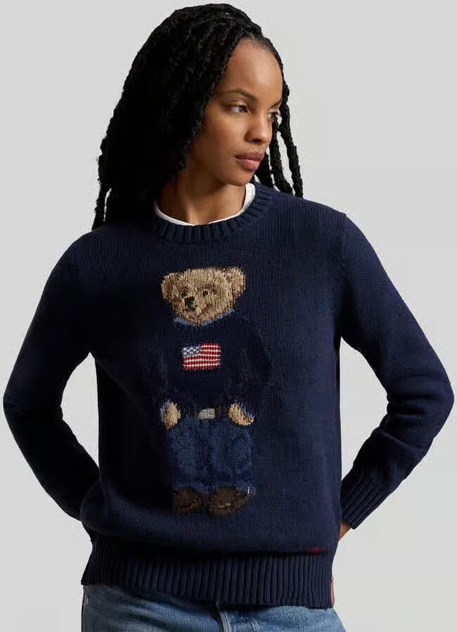 Polo Ralph Lauren Regular fit gebreide pullover van mix van katoen en linnen met Polo Bear-print - Foto 3