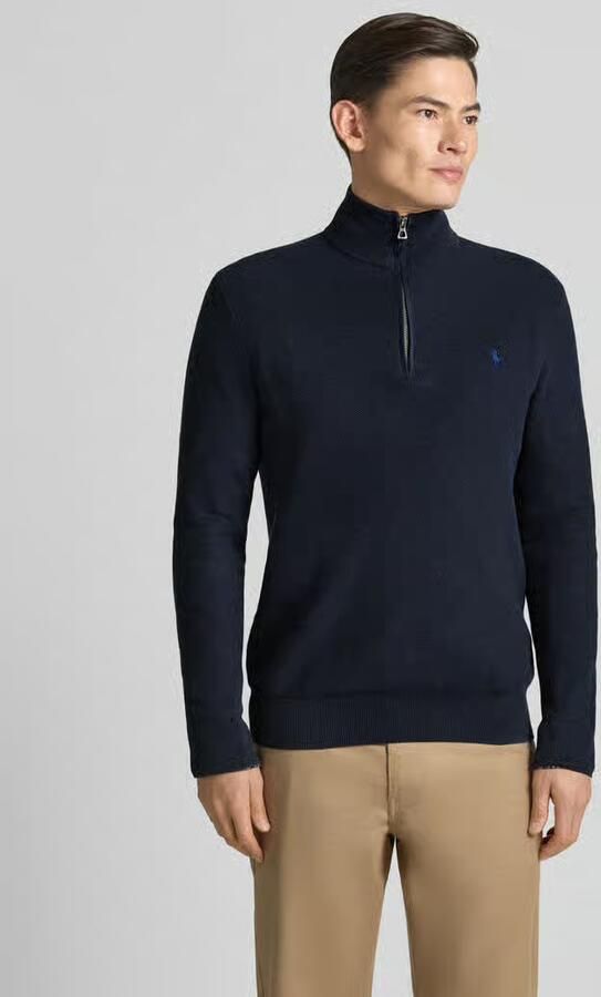 Polo Ralph Lauren Katoen Gebreide Rits Pullover Logo Detail Blue Heren - Foto 4