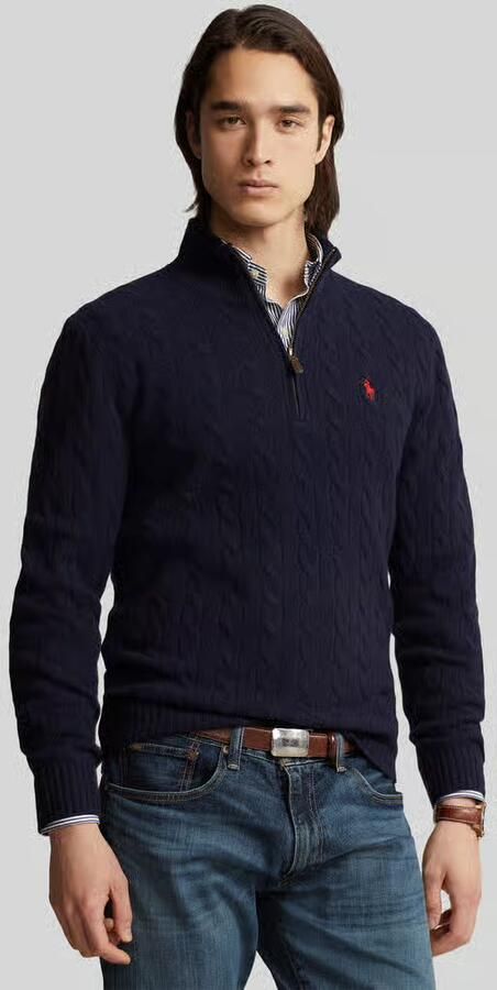 Polo Ralph Lauren Gebreide pullover van een mix van katoen en kasjmier met opstaande kraag - Foto 3