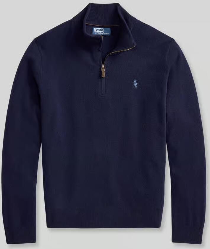 Polo Ralph Lauren Gebreide pullover van wol met opstaande kraag en ritssluiting