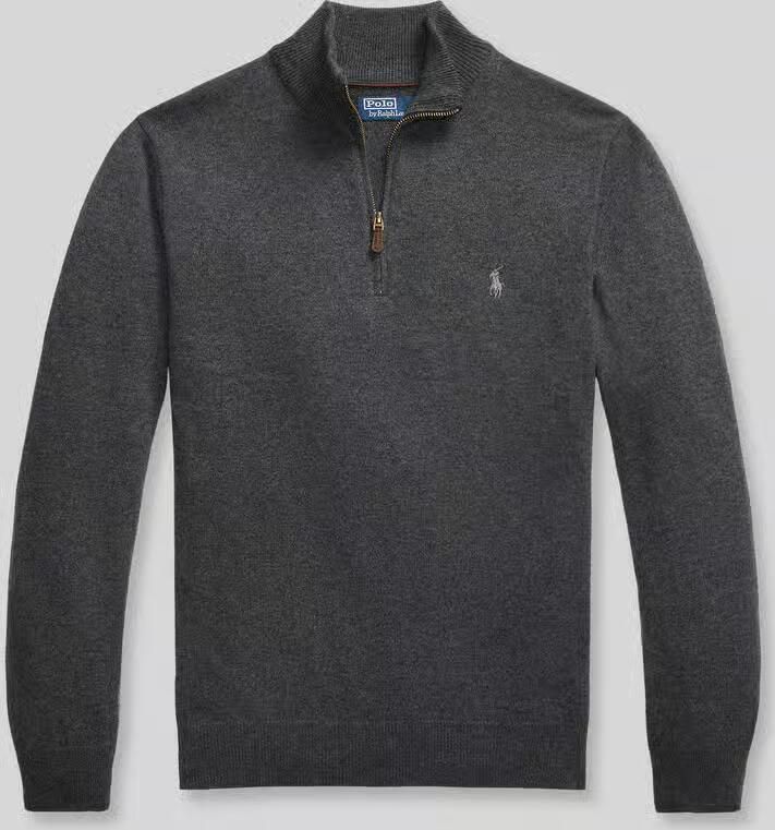 Polo Ralph Lauren Gebreide pullover van wol met opstaande kraag en ritssluiting