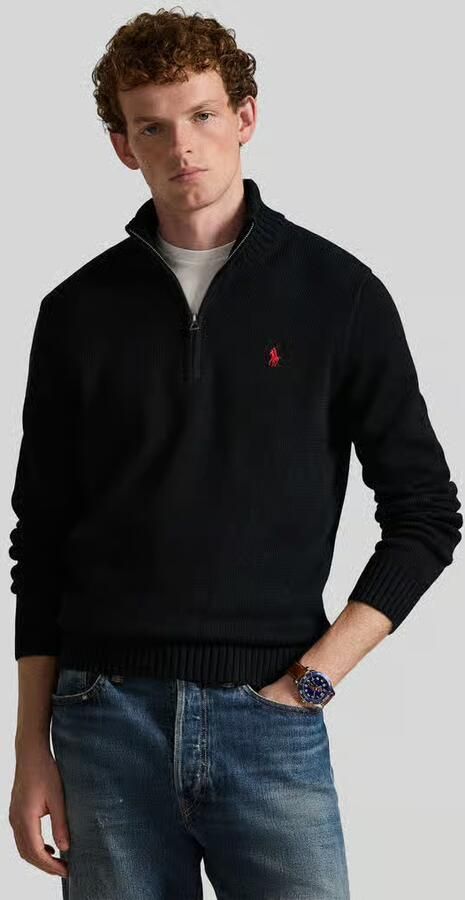 Polo Ralph Lauren Zwarte Katoenen Trui met Hoge Kraag Black Heren - Foto 7