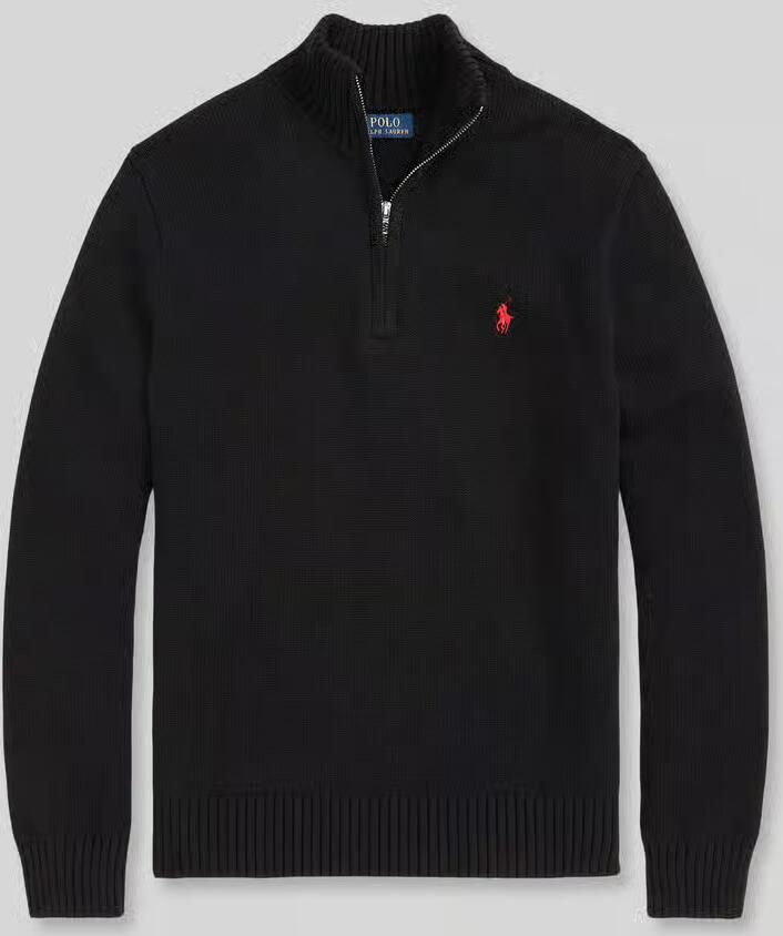 Polo Ralph Lauren Zwarte Katoenen Trui met Hoge Kraag Black Heren - Foto 4