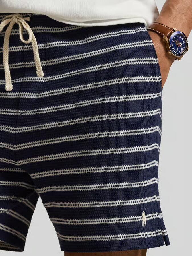 Polo Ralph Lauren regular fit short van katoenmix met gaatjesmotief-strepen