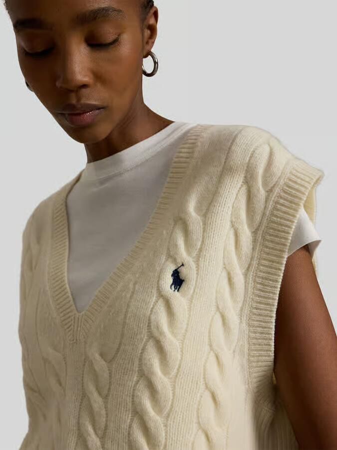Polo Ralph Lauren Spencer van een mix van wol en kasjmier met V-hals