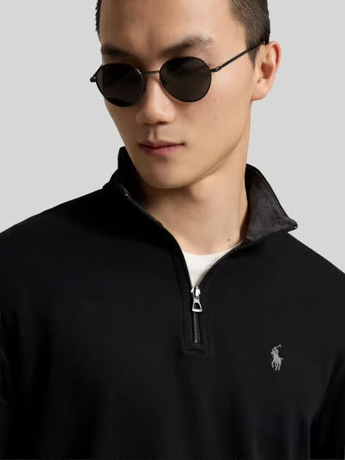 Polo Ralph Lauren Zwarte sweatshirt met lange mouwen en halve rits Black Heren