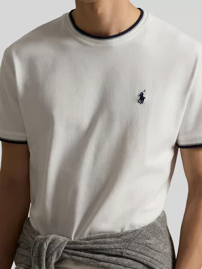 Polo Ralph Lauren regular fit T-shirt van katoenmix met contrasterende strepen