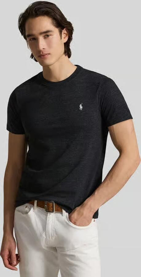 Polo Ralph Lauren Custom Slim Fit T-shirt Zwart Marl Heather Blue Heren - Foto 4
