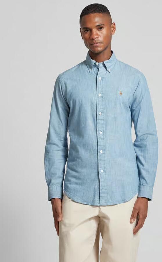 Polo Ralph Lauren Overhemd Lange Mouw CHEMISE AJUSTEE EN CHAMBRAY DENIM COL BOUTONNE LOGO PONY PLAYER - Foto 11