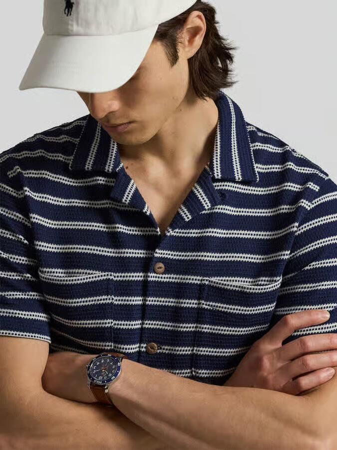Polo Ralph Lauren regular fit vrijetijdsoverhemd van katoenmix met gaatjesmotief-strepen - Foto 2