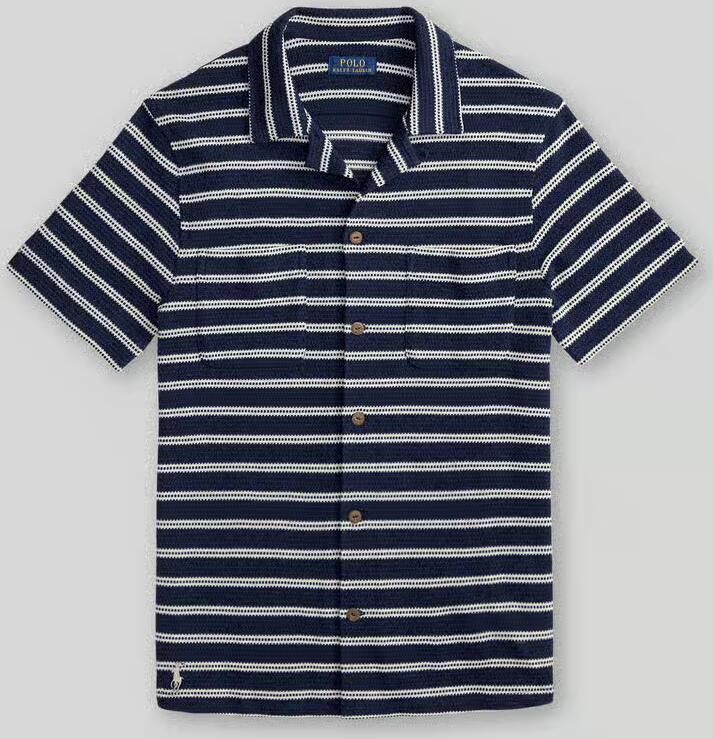 Polo Ralph Lauren regular fit vrijetijdsoverhemd van katoenmix met gaatjesmotief-strepen - Foto 3
