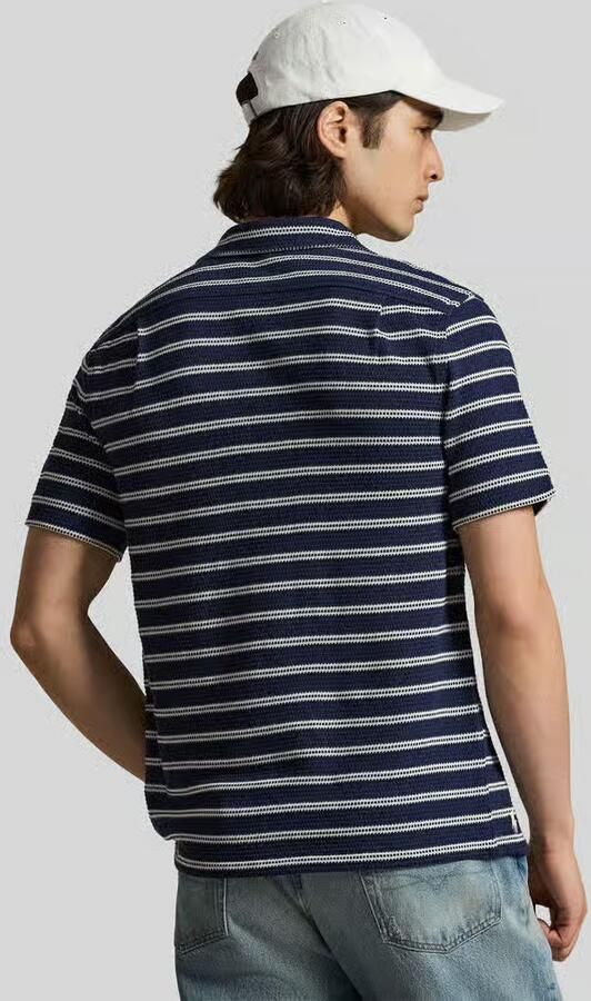 Polo Ralph Lauren regular fit vrijetijdsoverhemd van katoenmix met gaatjesmotief-strepen