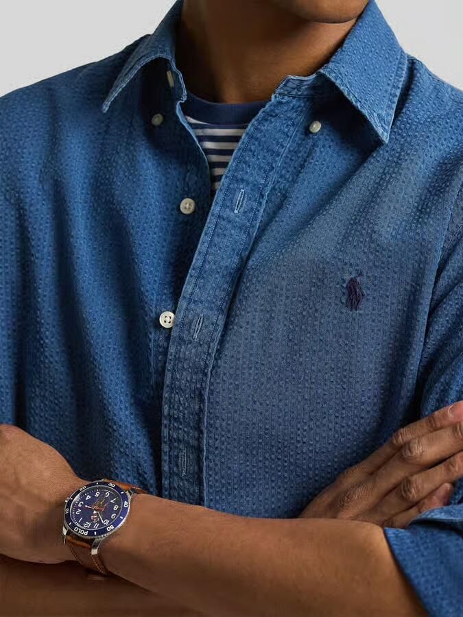 Polo Ralph Lauren Blauw overhemd met knoopsluiting en streepjespatroon Blue Heren