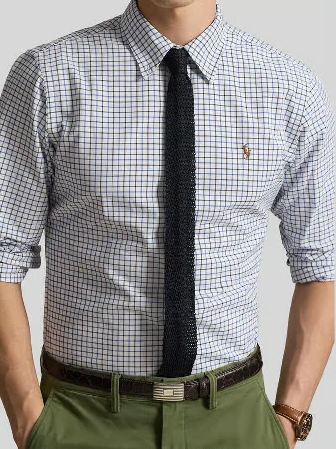 Ralph Lauren Geruite Overhemd met Geknoopte Kraag en Geborduurd Paard Multicolor Heren