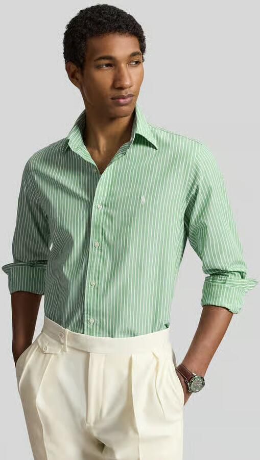Polo Ralph Lauren Overhemd Lange Mouw CHEMISE AJUSTEE CUSTOM FIT EN POPELINE RAYEE - Foto 4