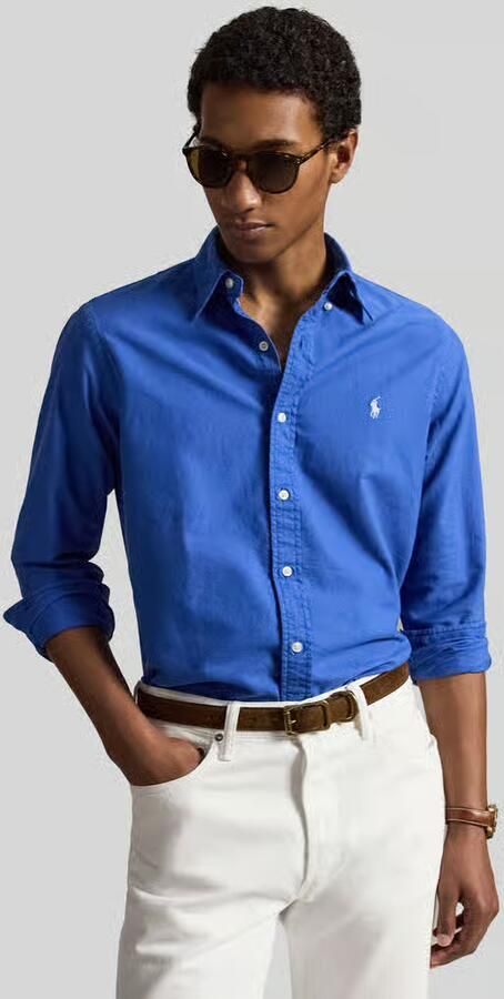 Polo Ralph Lauren Overhemd Lange Mouw CHEMISE CUSTOM FIT EN OXFORD LEGER - Foto 2