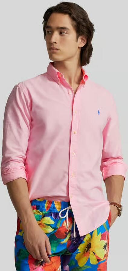 Polo Ralph Lauren Overhemd Lange Mouw CHEMISE CUSTOM FIT EN OXFORD LEGER - Foto 8